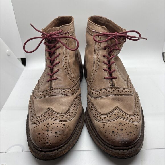 rare ALLEN EDMONDS CRONMOK Cognac Wingtip Brogue Leather Boot men 9 - Picture 2 of 11